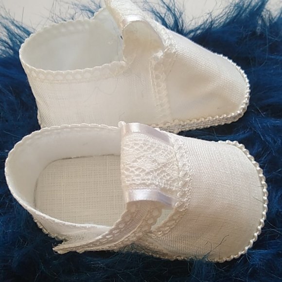 Linen Hand Made unisex baby booties shoes - Picture 6 of 8